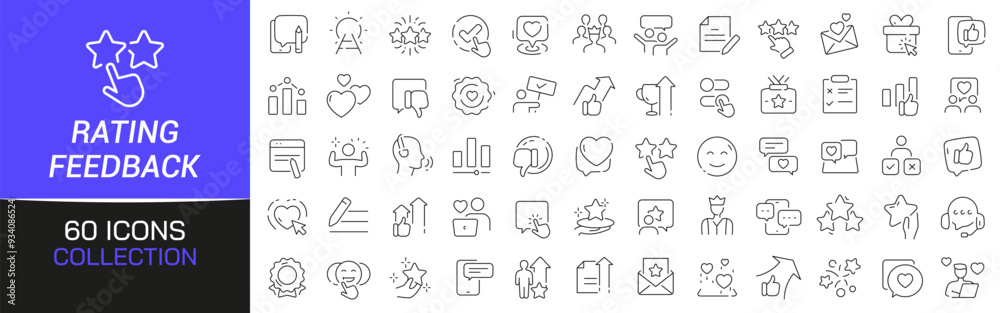 Fototapete rating and feedback line icons collection. thin outline icons pack. ui icon collection. set of line 