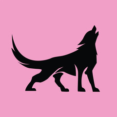 A howling Wolf, wolf black and white Vector illustration, EPS 10