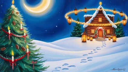 A serene and mystical winter scene depicting the essential yule