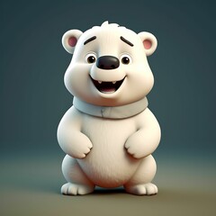 Cute cartoon polar bear character standing upright with a cheerful expression against a neutral background