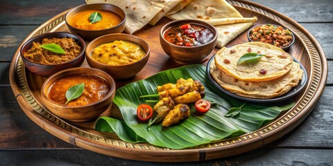 Indian Cuisine Platter A Feast for the Senses, Featuring Spicy Curries, Warm Naan, and Savory Sides, indian food, curry, naan