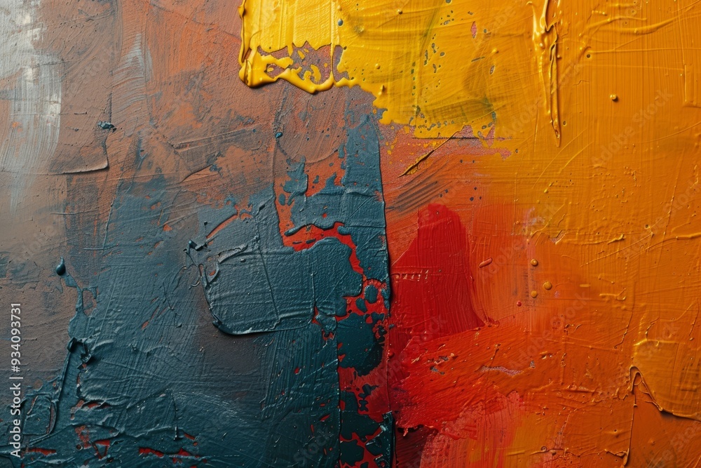 Poster abstract representation of color gels textures and depth, close up of lizards face with yellow backg