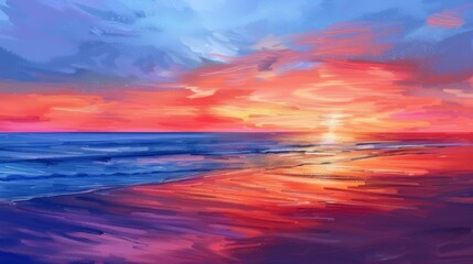 Fototapeta premium Vibrant Sunset over Ocean.