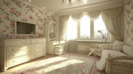 Fototapeta premium Playful sanctuary: children room, tailored for comfort fun, incorporating educational toys, cozy furnishings, and colorful themes to create an engaging and inspiring environment for young minds