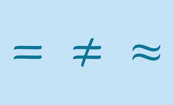 Equal to, not equal to and equal approximately symbol in mathematics