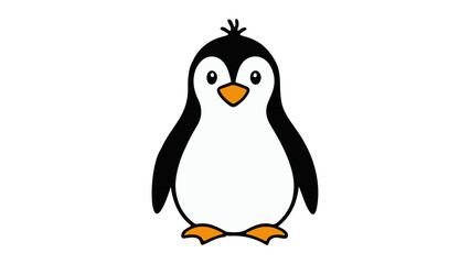 cute penguin with little hair on head on a white background