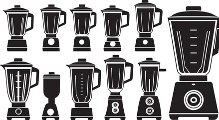 Fototapeta premium Set of blender silhouette isolated on white background collection