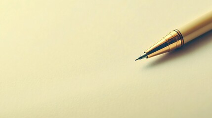 Fototapeta premium A close-up of a pen on a blank page, symbolizing creativity and the lyricist's journey, with a soft light solid color background