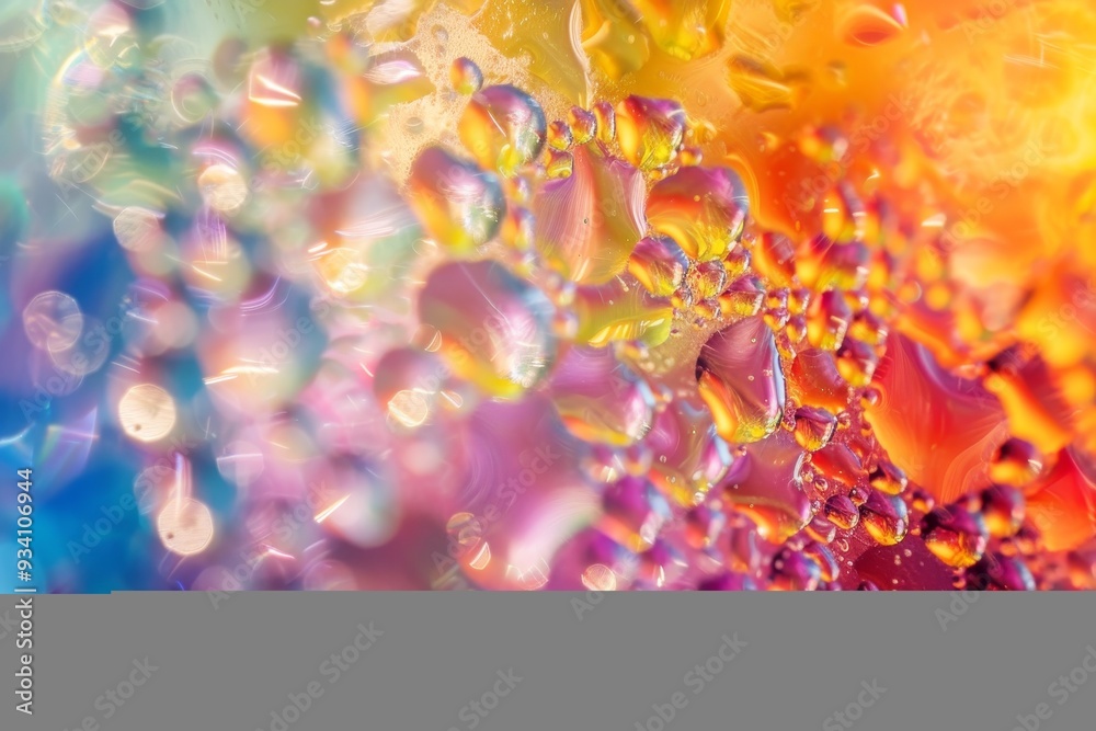 Aufkleber abstract representation of color gels textures and depth, close up of glass with water droplets