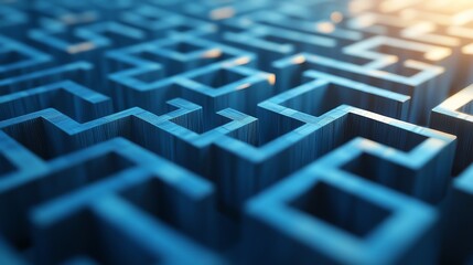 An abstract scene where a maze extends beyond its boundaries, with a strategic path leading outside the box, symbolizing innovative thinking