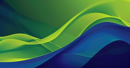 Fototapeta premium A smooth gradient of green and blue waves creates an abstract, calming background suitable for design purposes.
