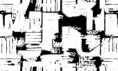 Vector Seamless Pattern with Letters. Grunge Texture, Modern Pattern. For Business Cards, Banners, Presentations. Black and White.