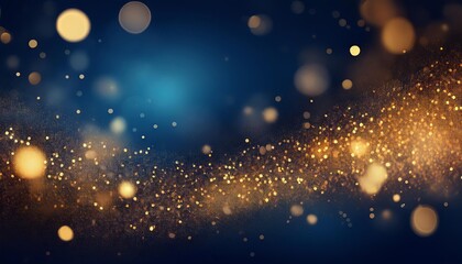 Fototapeta premium Abstract Dark Blue and Gold Background with Christmas Golden Light Particles