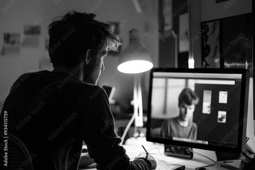 Leinwandbilder man sitting at desk in front of computer, usability test reveals unexpected insights