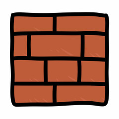 Brick Wall Hand Drawn Doodle Icon on a isolated white background (3)