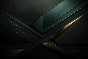 Abstract geometric pattern with dark green and gold accents.