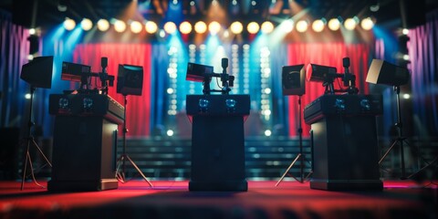 Cameras and Lights Ready for a Live Broadcast