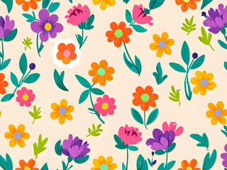 seamless floral pattern with flowers ,Ai generated 