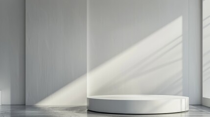 Fototapeta premium Elegant Minimalist Podium in Sunlit Modern Interior