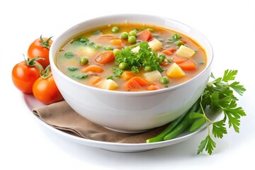 Vegetable soup isolated on a white background

 