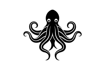 Octopus logo vector silhouette on a white background