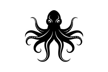Octopus logo vector silhouette on a white background