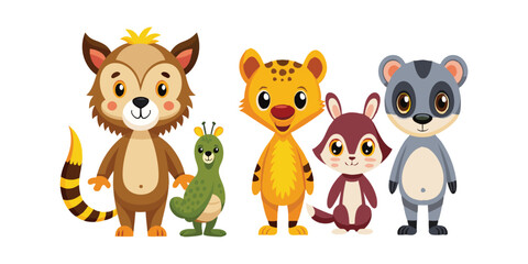 set of animals character vector illustrations