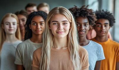 Obraz premium large group of confident young people standing together, Generative AI