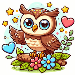 Fototapeta premium vector design of owl against white background 