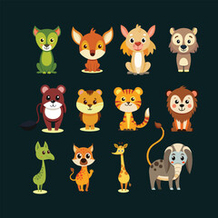 set of animals character vector illustrations