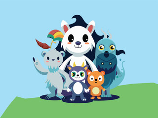 set of animals character vector illustrations