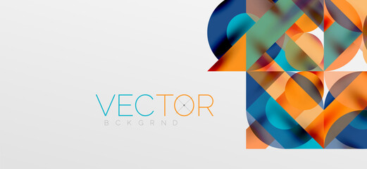 Circles and shadows. Colorful round elements with triangles, semi circles and other shapes. Vector Illustration For Wallpaper, Banner, Background, Card, Book Illustration, landing page