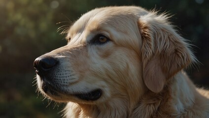 Loyal Companion: close-up of a golden retriever, pastel gradient background