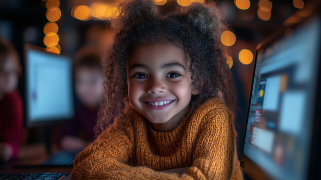 Children participating in a digital literacy game that teaches them about the importance of secure browsing, with each level representing a different online safety concept.