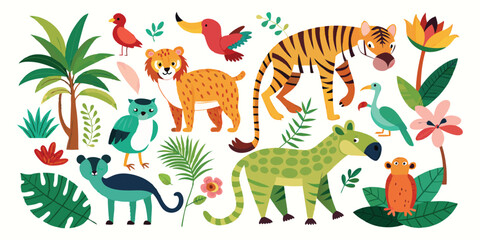 set of animals character vector illustrations