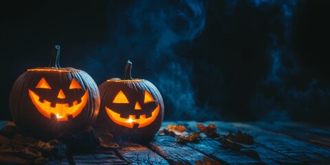 Naklejka premium halloween pumpkin on a wooden table