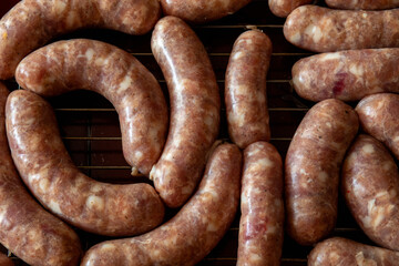 Fototapeta premium Homemade grilled sausages.