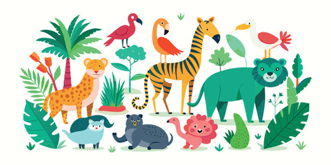 set of animals character vector illustrations