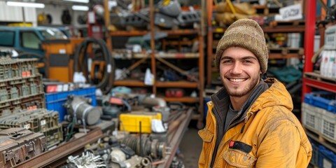 Smiling Mechanic in a  Workshop