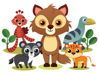 set of animals character vector illustrations