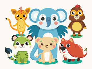 set of animals character vector illustrations