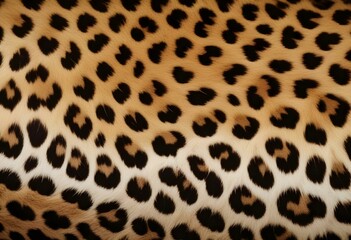 Fototapeta premium Close-up of a leopard's fur, showing the distinctive spotted pattern