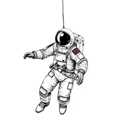 Astronaut floating in space isolated on white background,Generative Ai