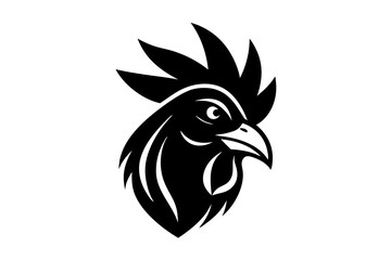 Rooster head logo vector silhouette on a white background 