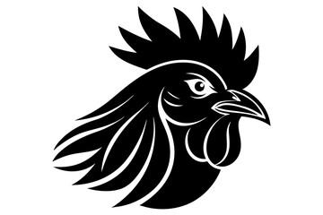 Rooster head logo vector silhouette on a white background 