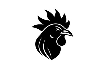 Rooster head logo vector silhouette on a white background 