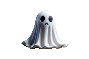 Isolated Sad Ghost Figure Against A Transparent Background, Halloween Decoration Element