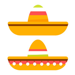 Set of colorful national Mexican hats sombreros