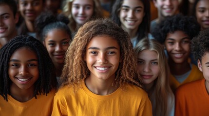Obraz premium big group young people, Generative AI