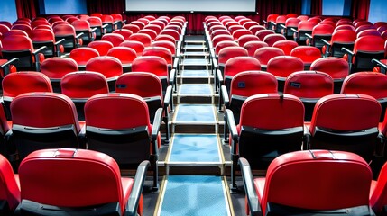 Naklejka premium Red Seats in a Movie Theater